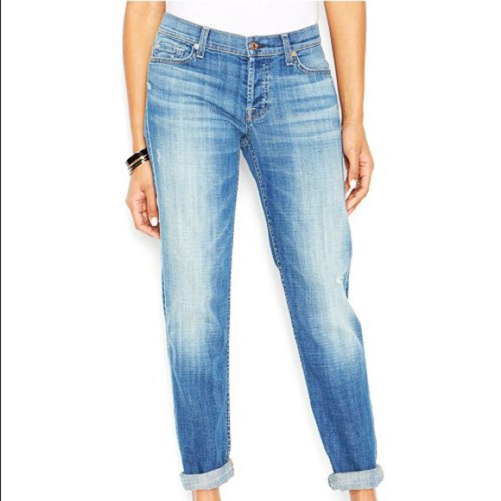 7 for all Mankind Josefina Skinny Boyfriend Jeans Relaxed Light Wash